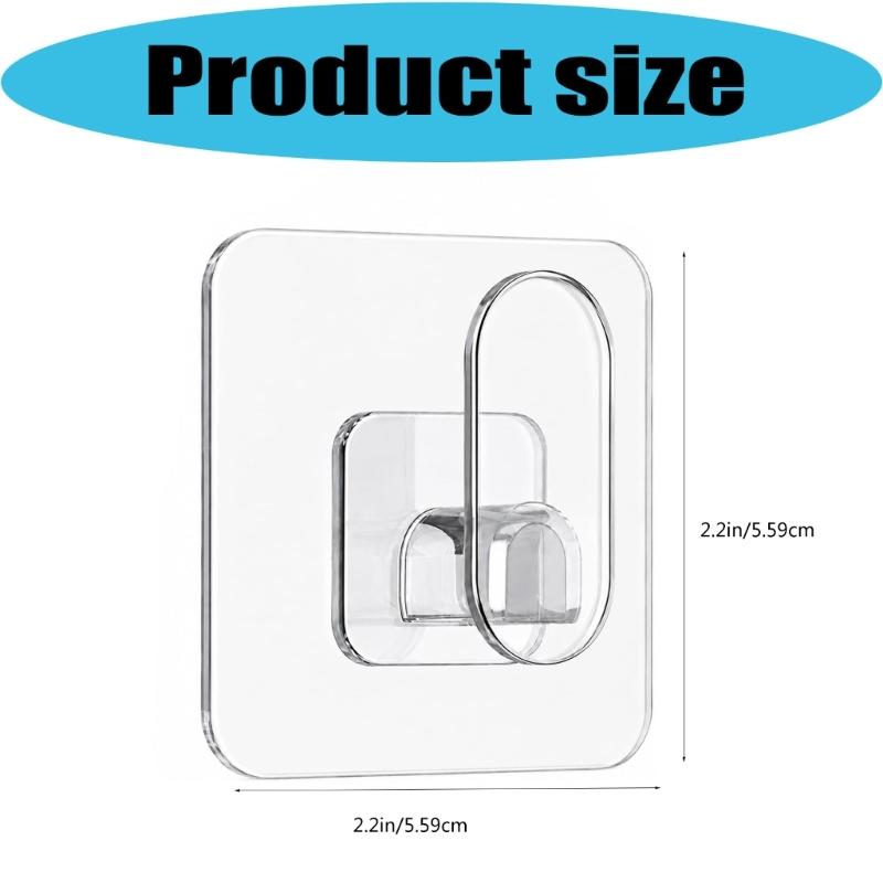 Adhesive Utility Set for Home Storage, Clear 10 Pack PC Plastic Hooks for Towels, Hats, Keys and Other Daily Items in Indoor Rooms