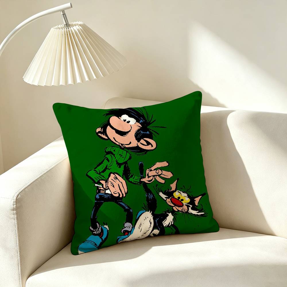G-Gaston Lagaffe Comic Square Double-Sided printed Pillow Case Bedroom Bedside Pillow Sofa Cushion Cover