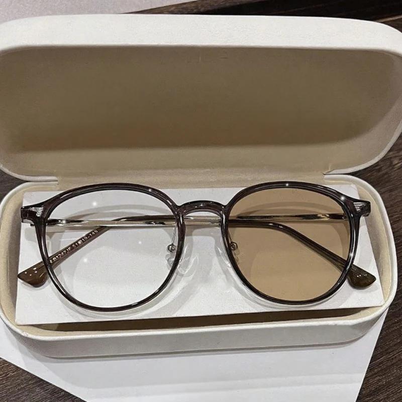 New Fashionable Round Frame Photochromic Women s Myopia Glasses Outdoor Neutral HD Face Small Anti Blue Light Glasses 0