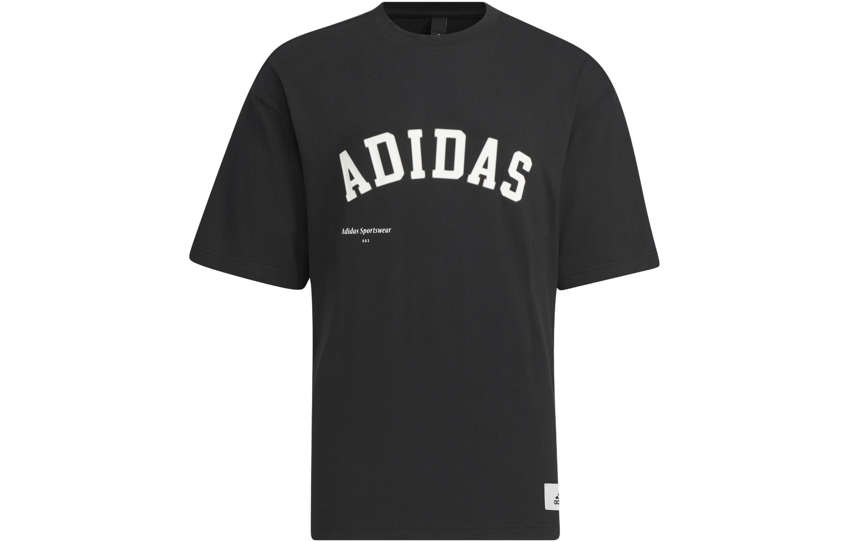 Мужские черные футболки Adidas с круглым вырезом, умеренного прямого кроя, IS4962 M