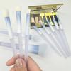 Blue Transparent Handle Makeup Brush Set Gradient Ferrule Soft Synthetic Hair Full Face Cosmetic Brushes for Powder Eyeshadow