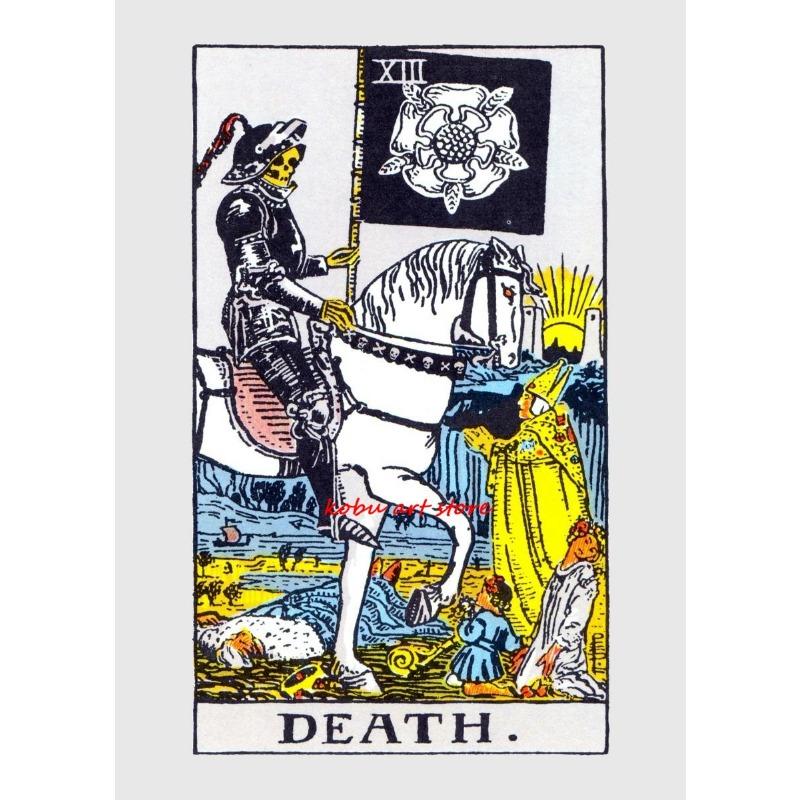 Vintage Rider Waite Tarot Card Fool Magician Hierophant Death Poster Print Canvas Painting Wall Art Picture for Room Home Decor