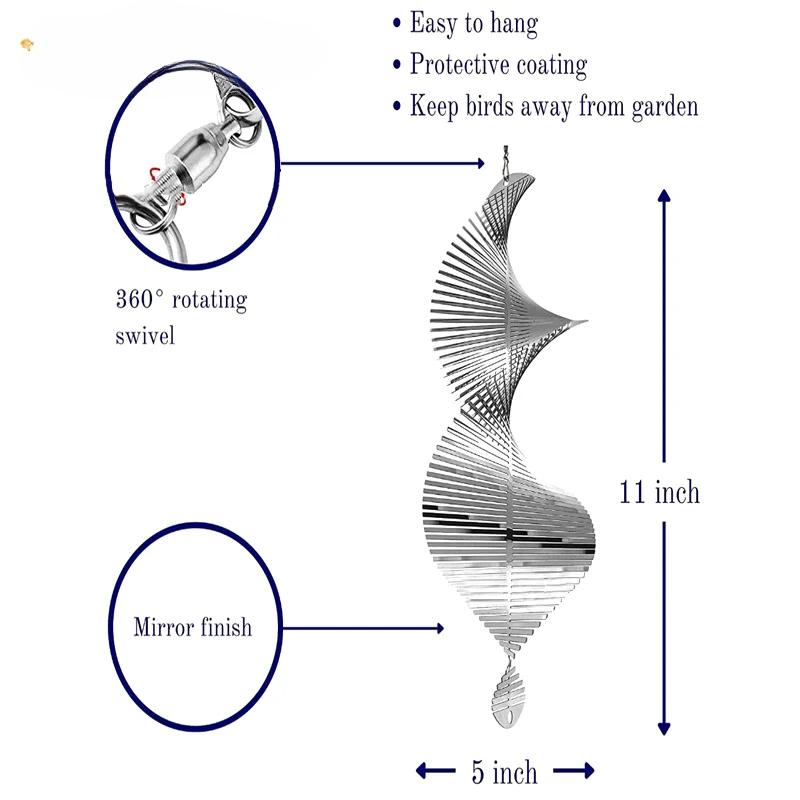 Stainless Steel Wind Chimes Windmill Metal Spinner Spiral Wind Spinners for Yard Garden Decor Swivel Lawn Windchimes Ornaments