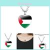 Unique Heart Design Pendant Necklace For Women With Palestinian Flag Handmade