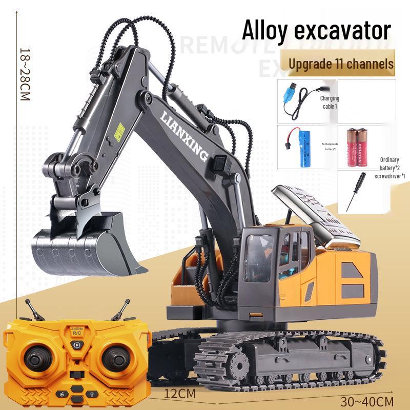 Free Shipping Remote Control Alloy Excavator, Engineering Vehicle, Dump Truck & Bulldozer Toy for Kids