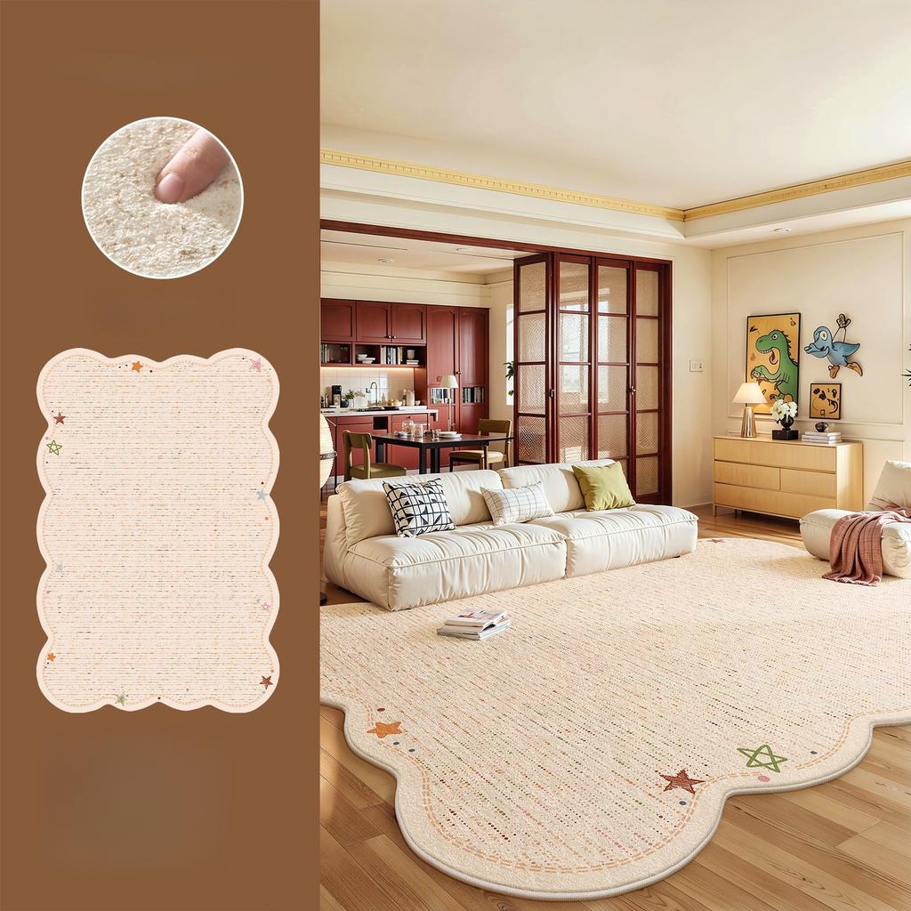 Large Area Bedroom Decor Plush Carpet Cream Style Carpets for Living Room Thick Washable Study Floor Mat Fluffy Soft Bedside Rug