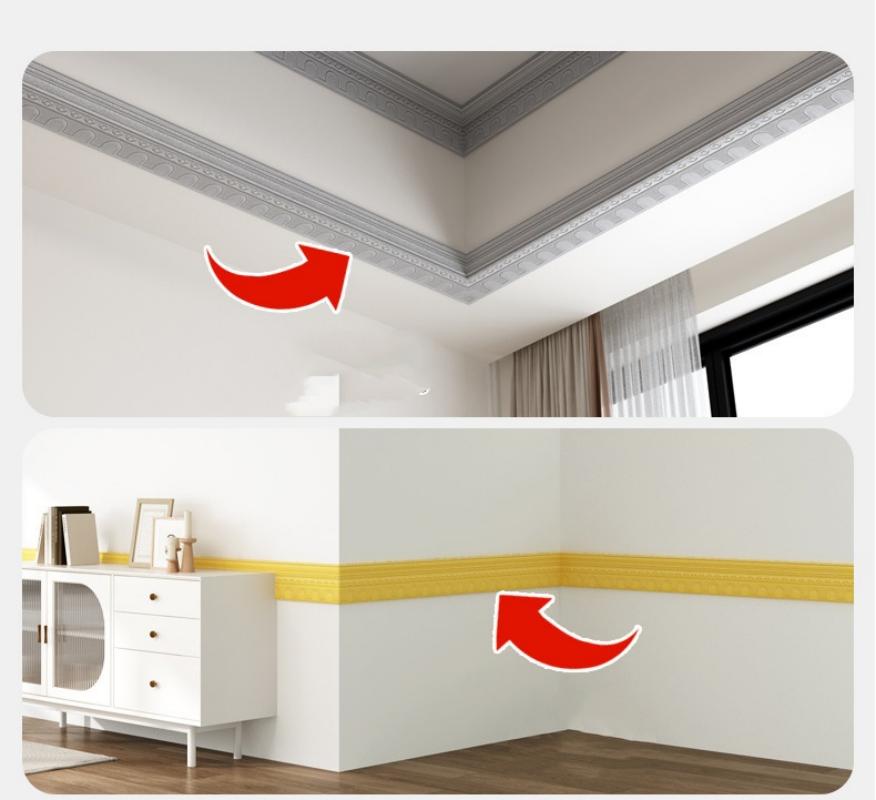 1pc 2.3m/9.2m DIY Waterproof Ceiling Decorative Strip Self Adhesive Wall Trim Line Wall Border Home Decoration Wall Stickers