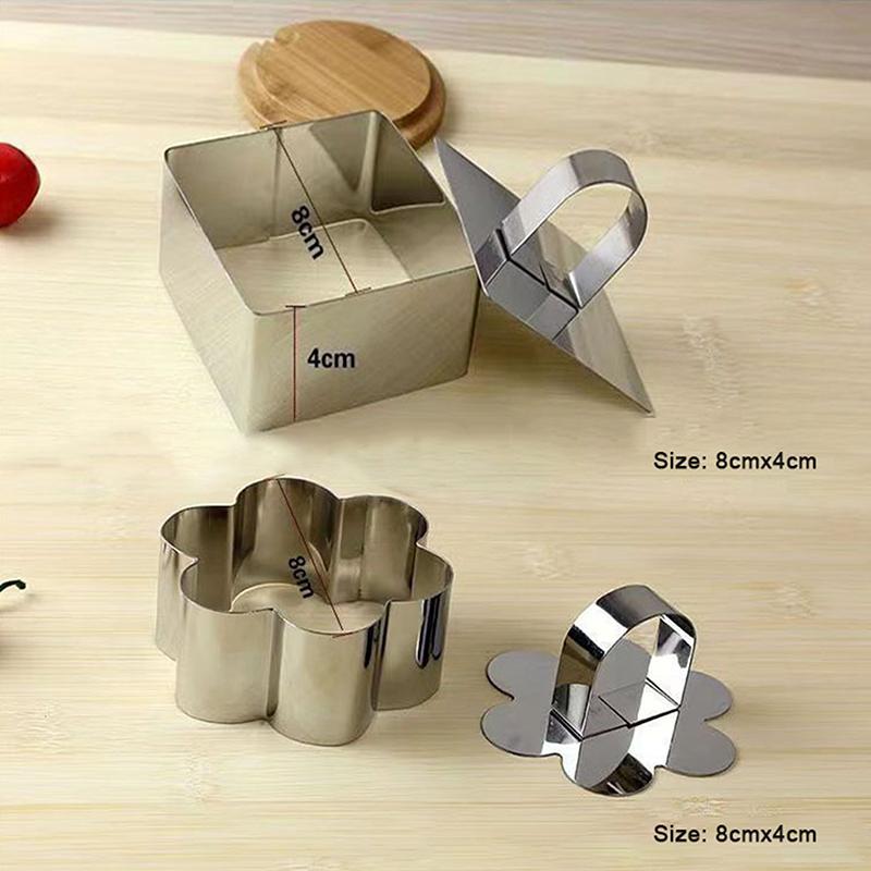 DIY Cake Mold Stainless Steel Decorating Tools Round Silver Ring Slicer Cutter Hand Push Baking Cake Decoration Accessories