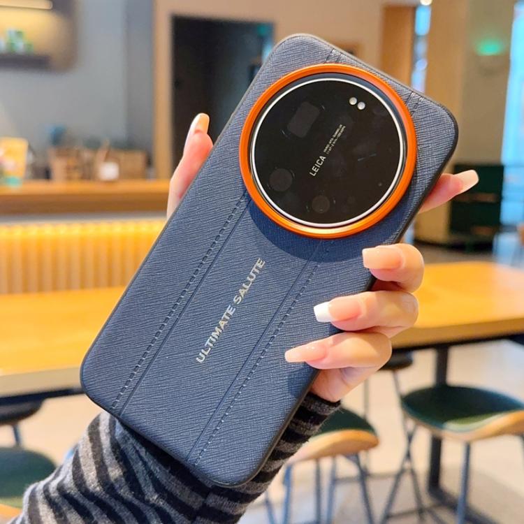 Metal Camera Lens Frame Buttons Vegan Leather Phone Case For Xiaomi 14 Ultra, Shockproof Protective Cover