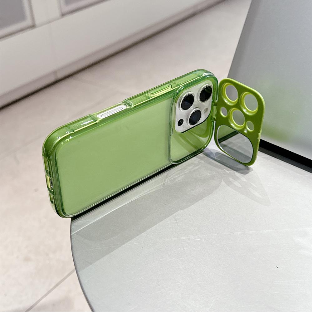Candy Color Mirror Stand Holder Transparent Phone Case For iPhone 7 8 11 12 13 14 15 16 Plus Pro X XS XR Max