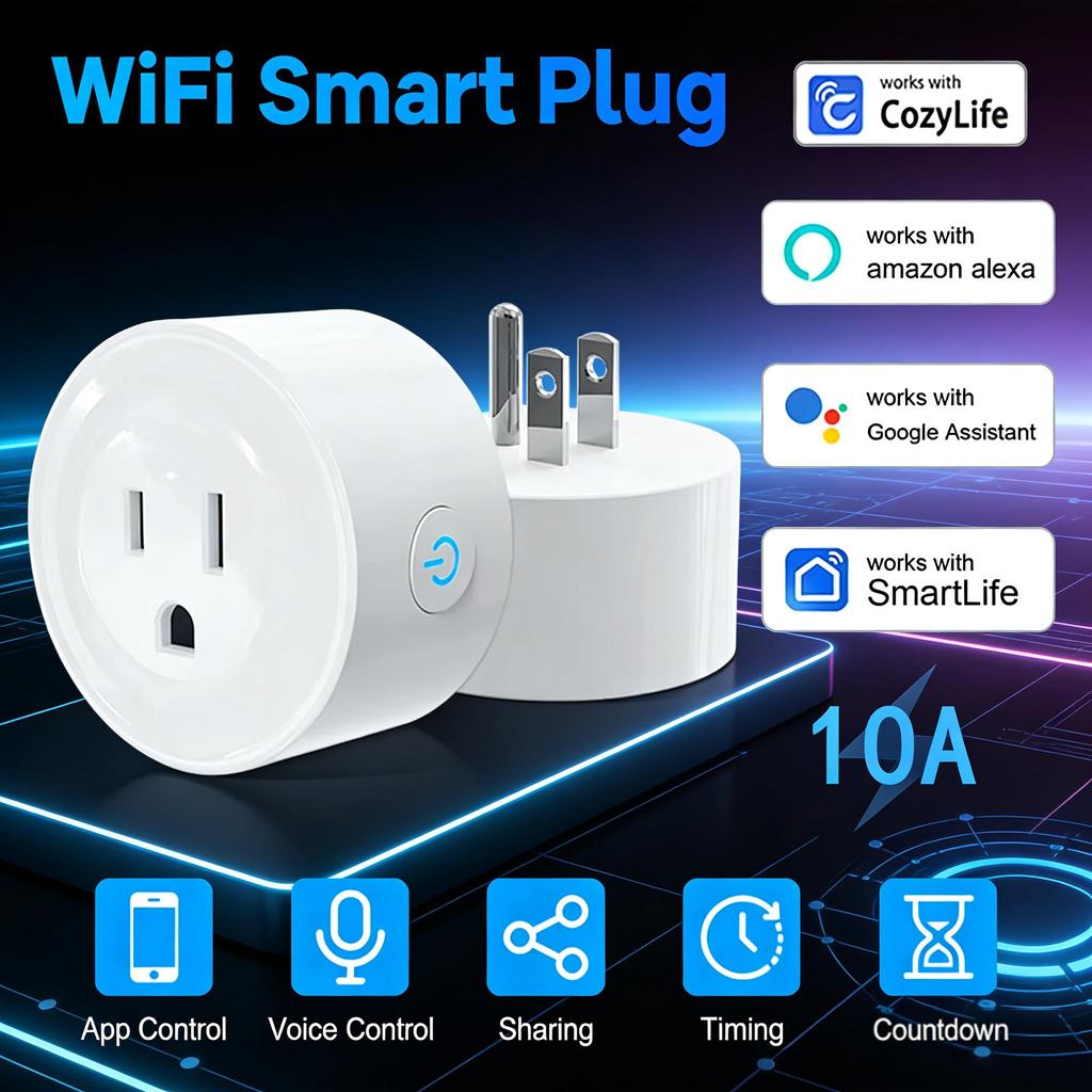 10A Smart Wifi Socket US Plug Phone APP Remote Voice Control 100-240V Wireless Timer Switch Outlet For Alexa Google Home Auto