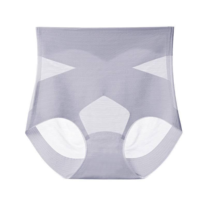 

Plus Size Ladies Summer Thin Ice Silk Breathable Antibacterial No Trace High Waist Belly Lift Hip Briefs XXL синій