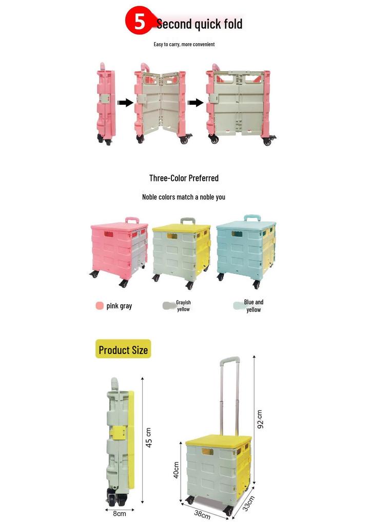 Four-Wheel Folding Portable Shopping Trolley for Vegetables
