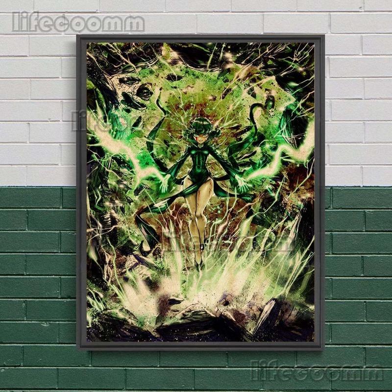 Vintage One Punch Man Anime Wall Art Psykos Tatsumaki Canvas Painting Poster Unique Home Decor for Anime Fans