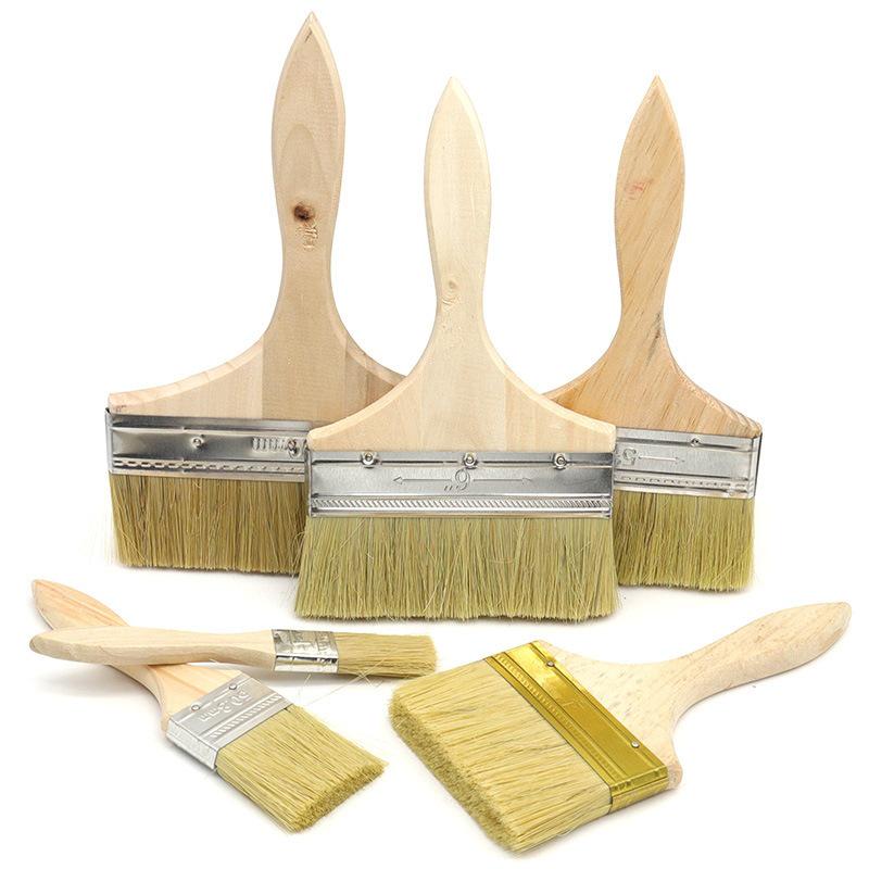 1/8-Inch Thick Bristle Paint Brush with Wooden Handle for Wall Painting, Graffiti, and Dust Cleaning