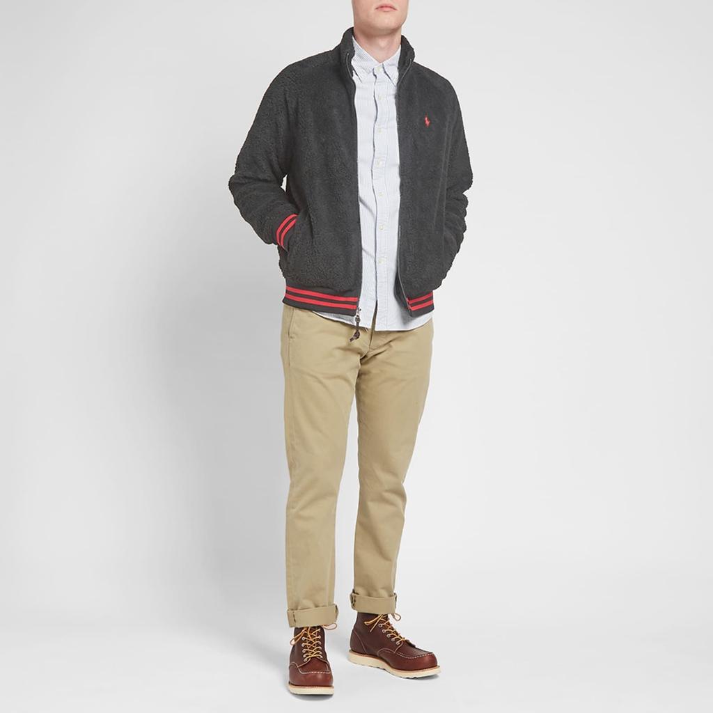 Polo Ralph Lauren FW24 Solid Color Striped Edge Small Pony Embroidered Zipper Long Sleeve Jacket Men Jackets Black MNPOKNI16820006-001