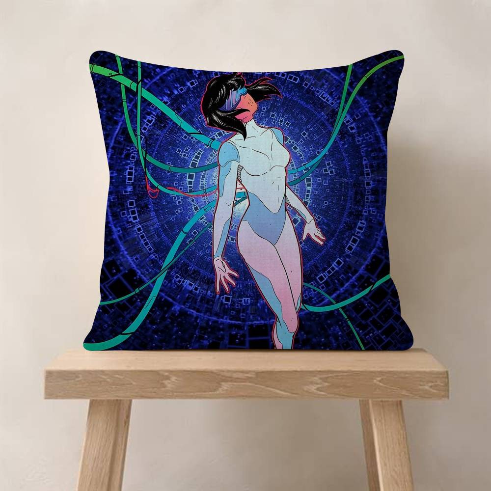 Anime Ghost In The Shell Movie Sticky Cushion Cover 30x50 Polyester Sofa Cushions Decorative Throw Pillows Home Decoration