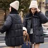 2025 winter new lapel loose medium and long, Korean version of fashion down cotton jacket