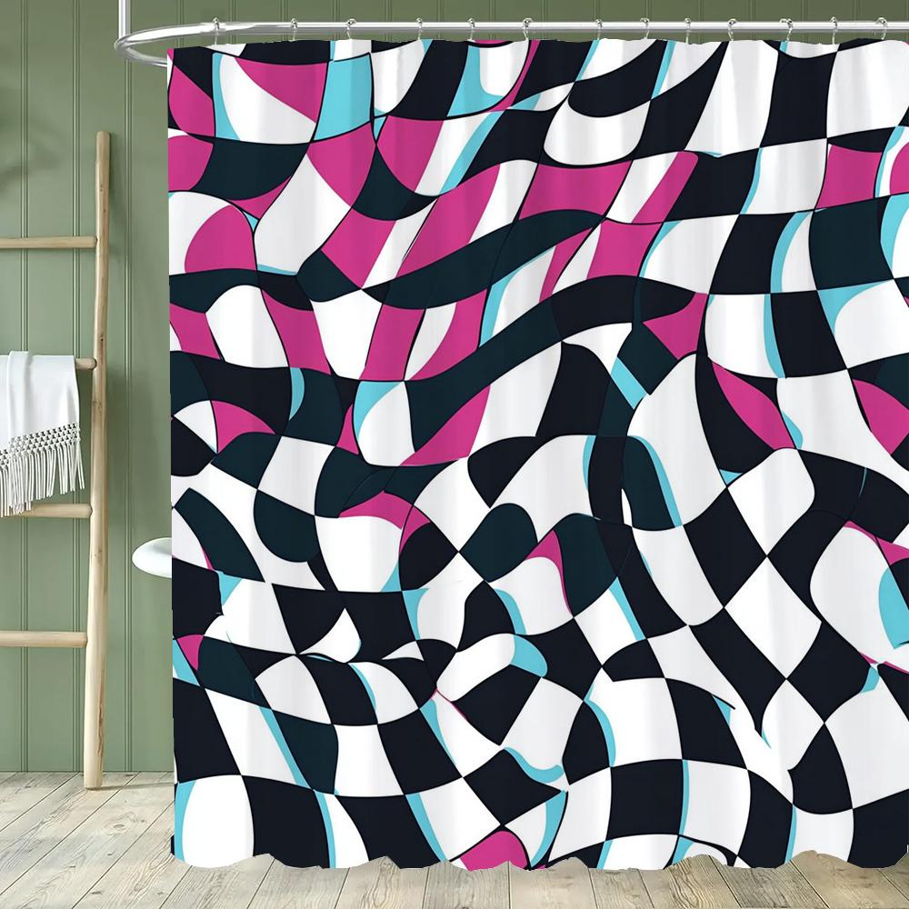 

Modern Striped Shower Curtain, Waterproof Bathroom Curtains, Stylish Design,Polyester Fabric Washable,Home Decoration With Hooks W60H190(CM)-1 Pcs