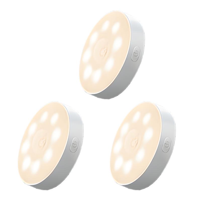 

Indoor magnetic LED induction light, bedroom night light, button control with 3 modes and dimmable, kitchen living room office lighting 3/5pcs 3pcs жёлтый