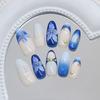 Three-dimensional sea blue smudged ice flower pearl starfish ripple sweet fashion European and American style removable nail art pieces 30 pieces