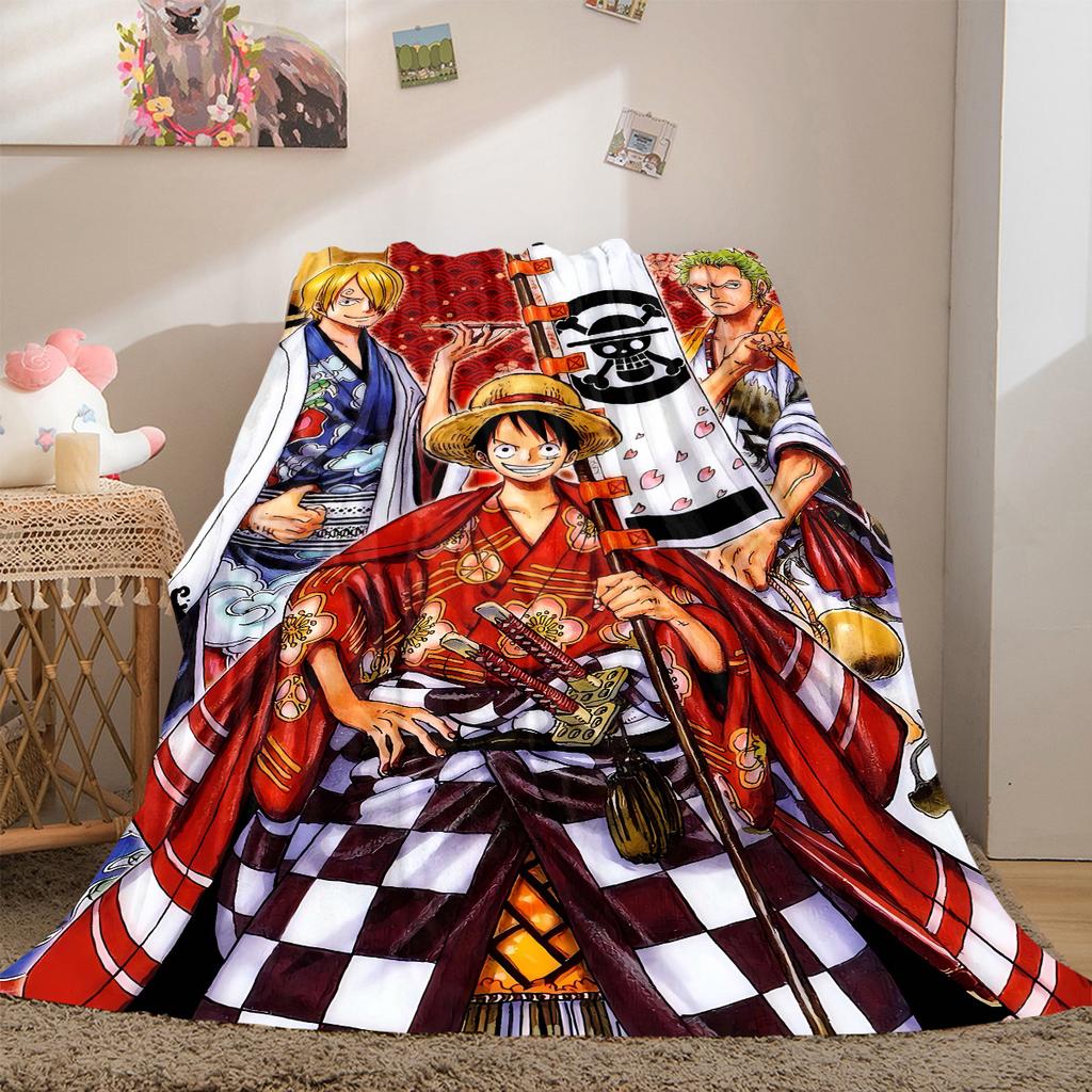 One Piece Anime Luxury Flannel Lightweight Blanket Home Decor Sofa Bed Travel Cover Family Gift LXR139