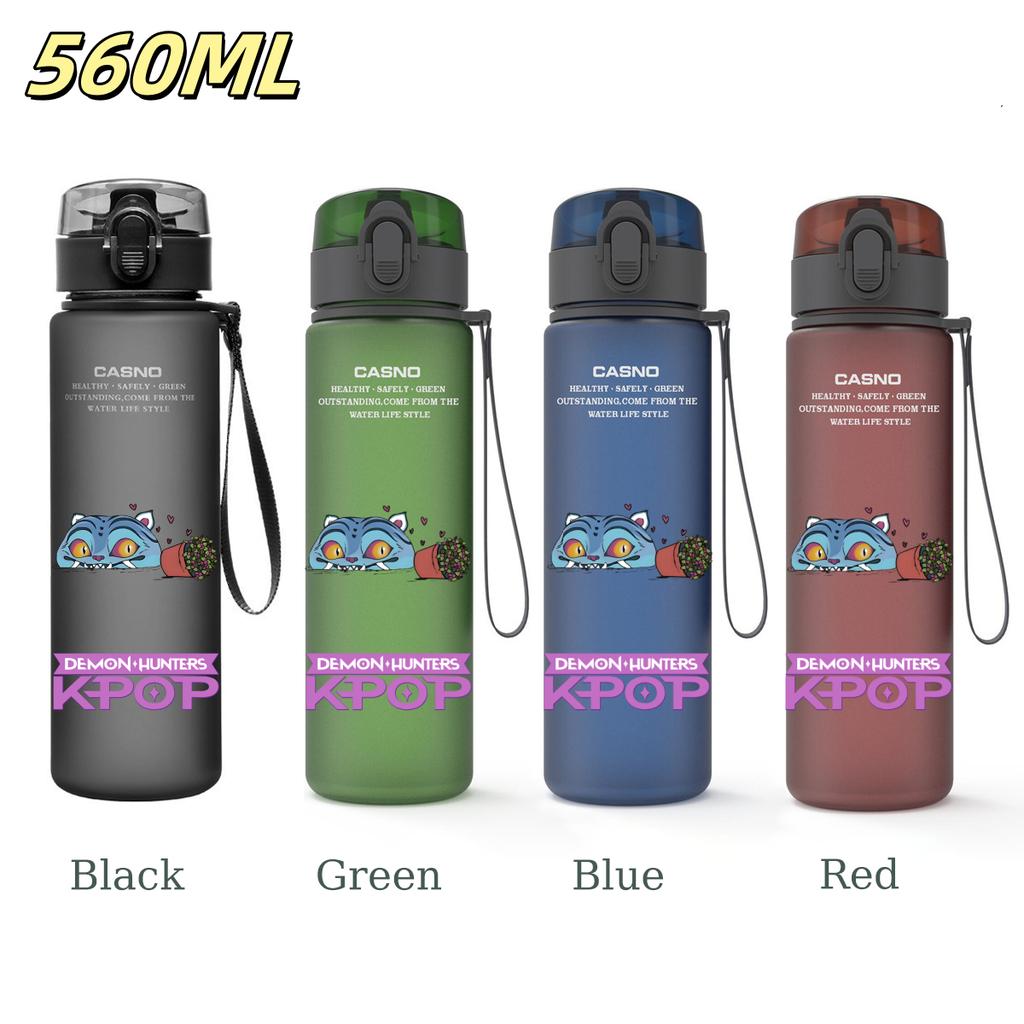 560ML KPop Demon Hunters Plastic Cartoon Pattern Water Cup Tall Superior Quality Children Outdoor Sports Drinking Water Bottle Birth Date Present