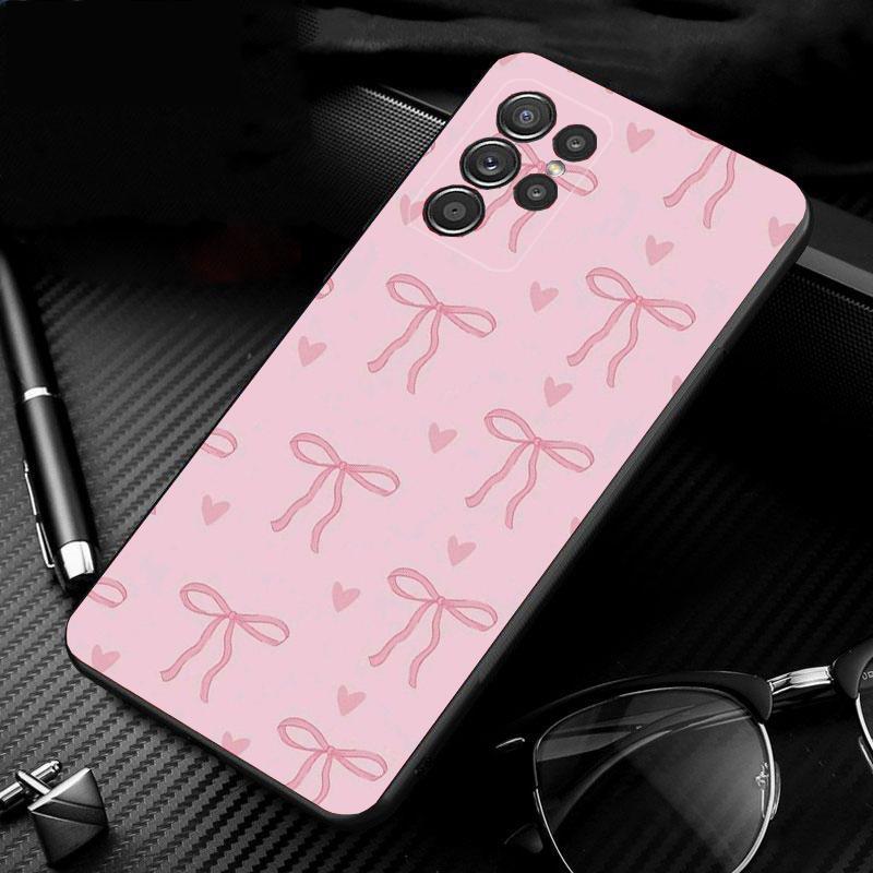 Phone Case For Samsung Galaxy S26 S25 S24 S23 S22 Ultra S23 S22 S25 Plus S24FE S23FE S26Edge Cute Pink Heart Bow