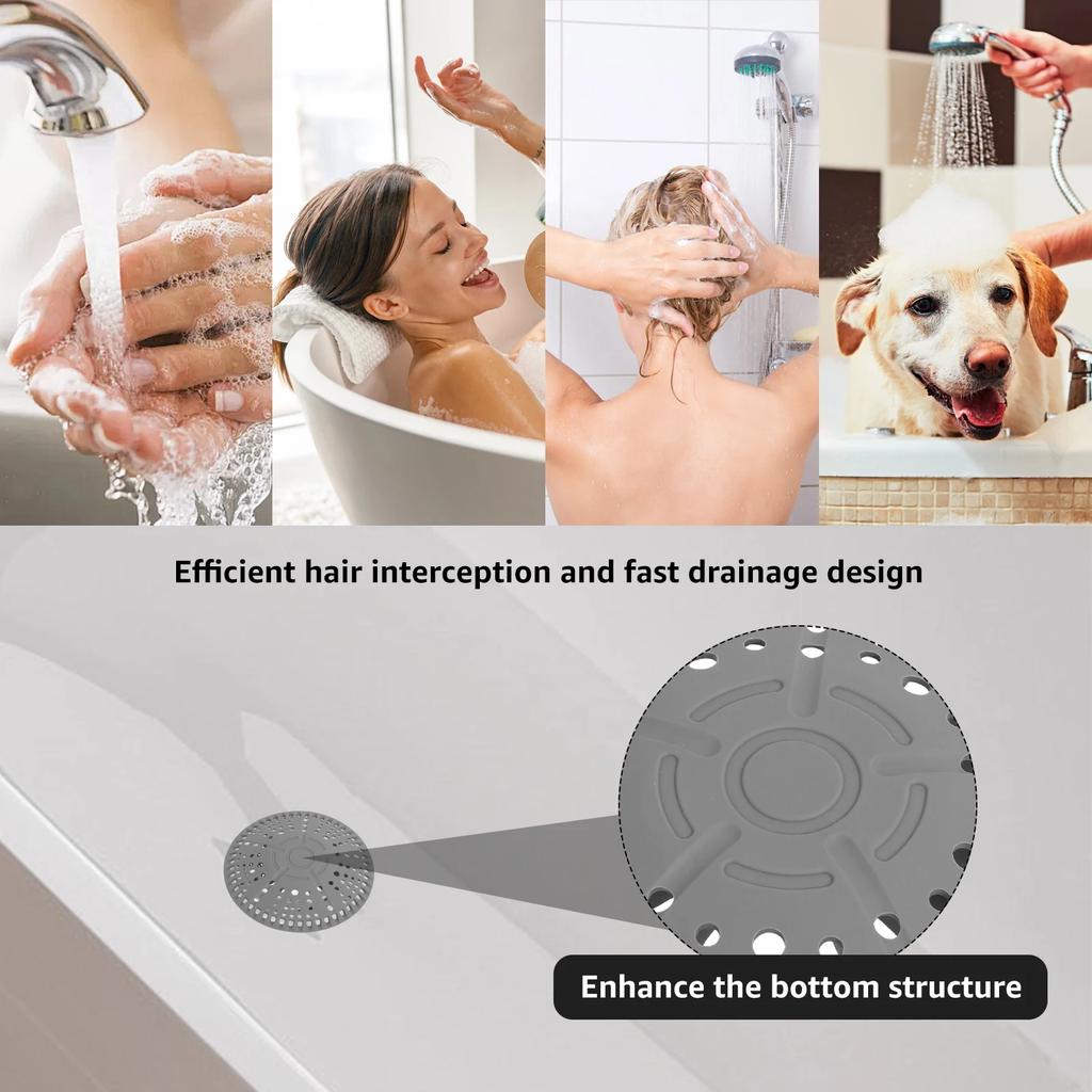 2Pcs Shower Drain Hair Catcher Silicone Drain Strainer Universal Bathroom Sink Stopper Strainer Anti Clog Drain Cover Protector