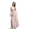 Damen Pinkes Spitzen-Patchwork-Camisole-Kleid & Sonnenschutzkartenigan-Set