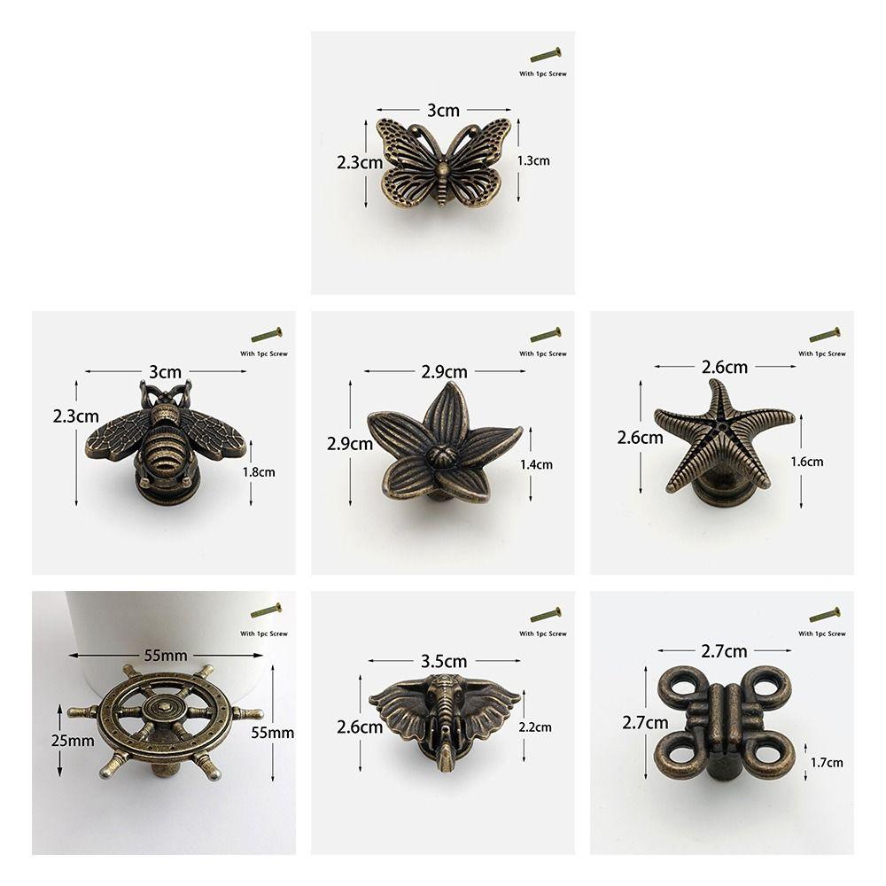 1pc Zinc Alloy Vintage Cabinet Knobs Decorative Animal Shape Cabinet Handle DIY Furniture Hardware Drawer Pull Handles Wardrobe