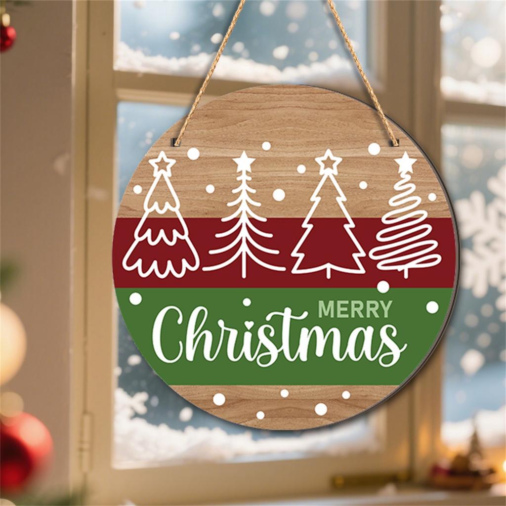 Christmas 2D Wooden Welcome Doorplate Holiday Decoration Hanging