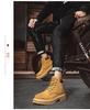 Men's Yellow Ins Style Leather Boots - High-Top, Plus Velvet, Autumn/Winter, Martin Boots for Couples