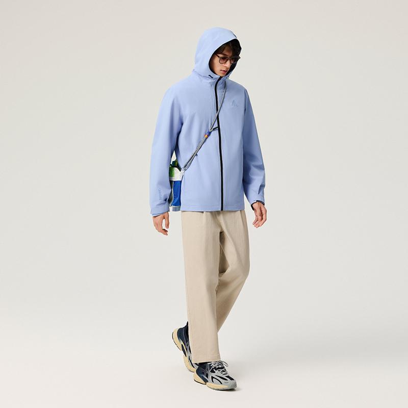Anta Waterproof And Windproof To Keep Warm Windbreaker Jacket Men's Two Piece Set Lavender Blue 952546614-5
