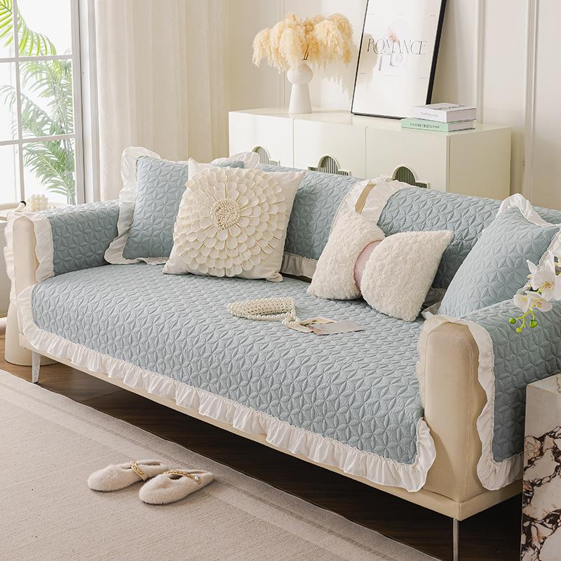 Cream Wind Pure Cotton Sofa Cushion Universal Non-Slip In All Seasons  New Leather Sofa Cover Fixed Backrest Cover Cloth Towel