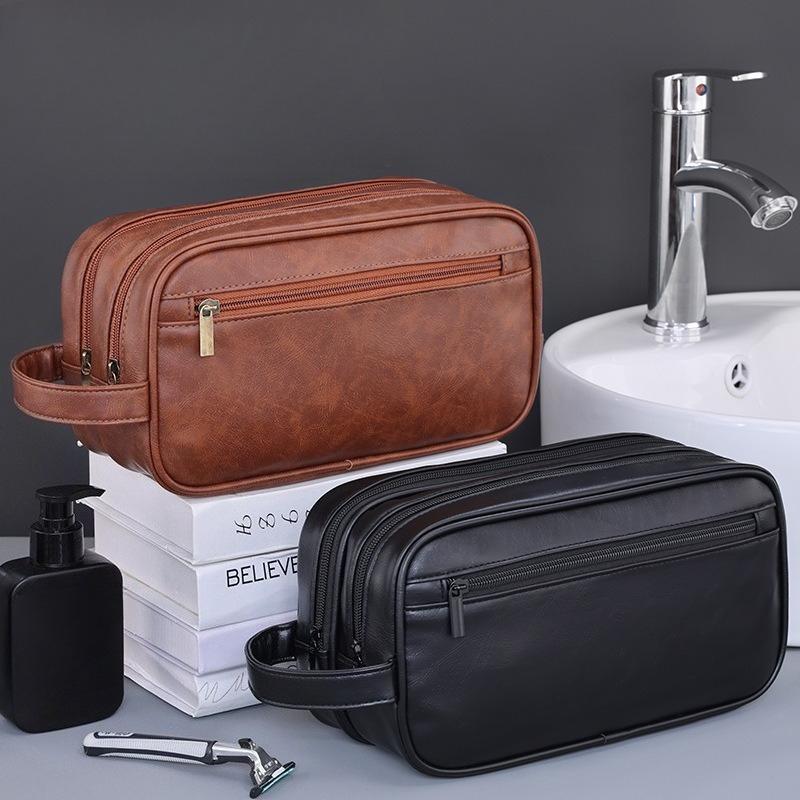 Neceser de PU para Mujer Hombre Portátil Esenciales de Viaje Bolsas de Maquillaje Impermeable Bolsa Colgante Organizador de Lavado Cosmético Bolsa con Particiones Bolsa para Cuidado de la Piel