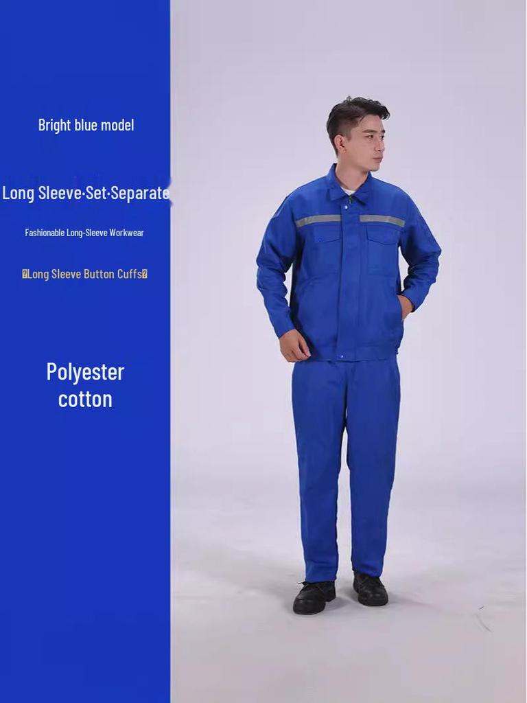 Men's Long Sleeve Workwear Set: Durable Labor Protection, Auto Repair & Site-Ready Uniform