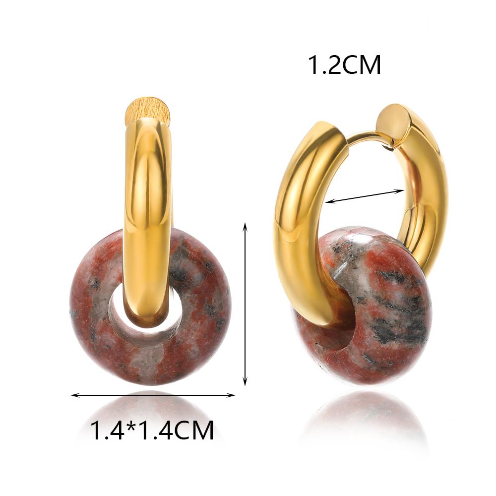Kolorowe Kolczyki Koła z Kamienia Naturalnego Dla Kobiet Stal Nierdzewna Opal Okrągłe Geometryczne Kolczyki Wiszące Moda Biżuteria Boho Prezenty
