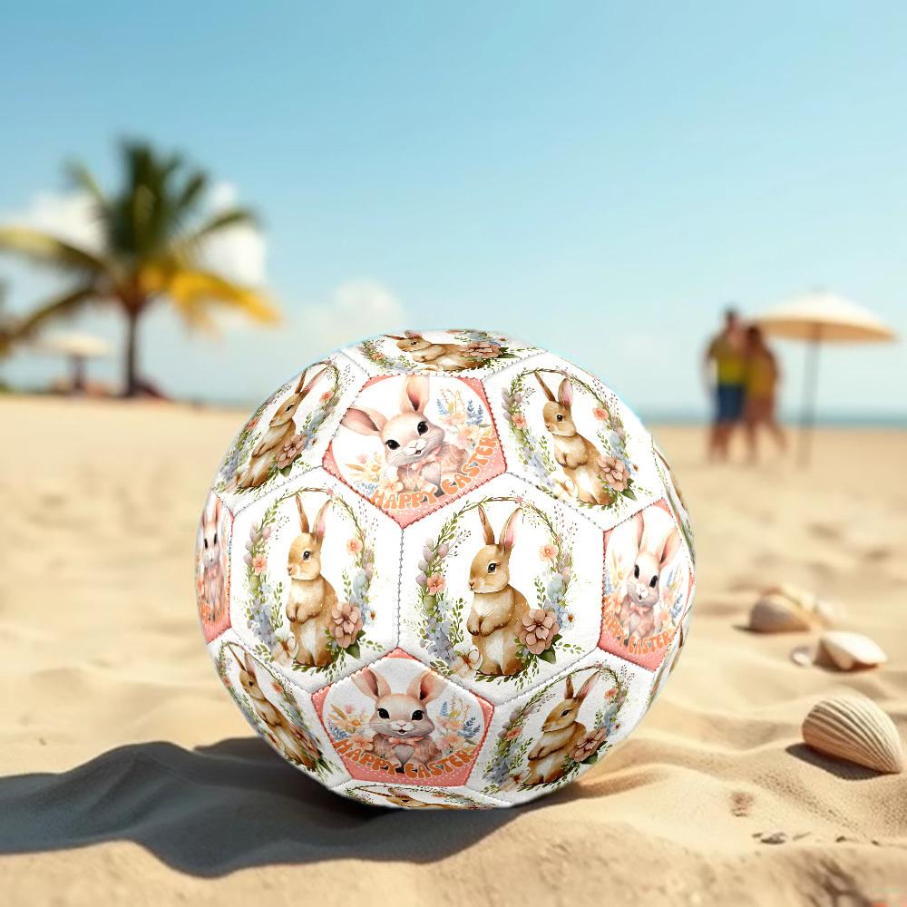 Easter Bunny Floral Wreath Celebration Size 5 Soccer Ball Machinestitched Indooroutdoor Training And Matches Surprise Collection Gift Perfect Birthday