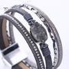 Women Cuff Bangle Four Layers Faux Crystal Rhinestone Retro Fake Leather Magnetic Clasp Girls Wrap Bracelet Fashion Jewelry Gift