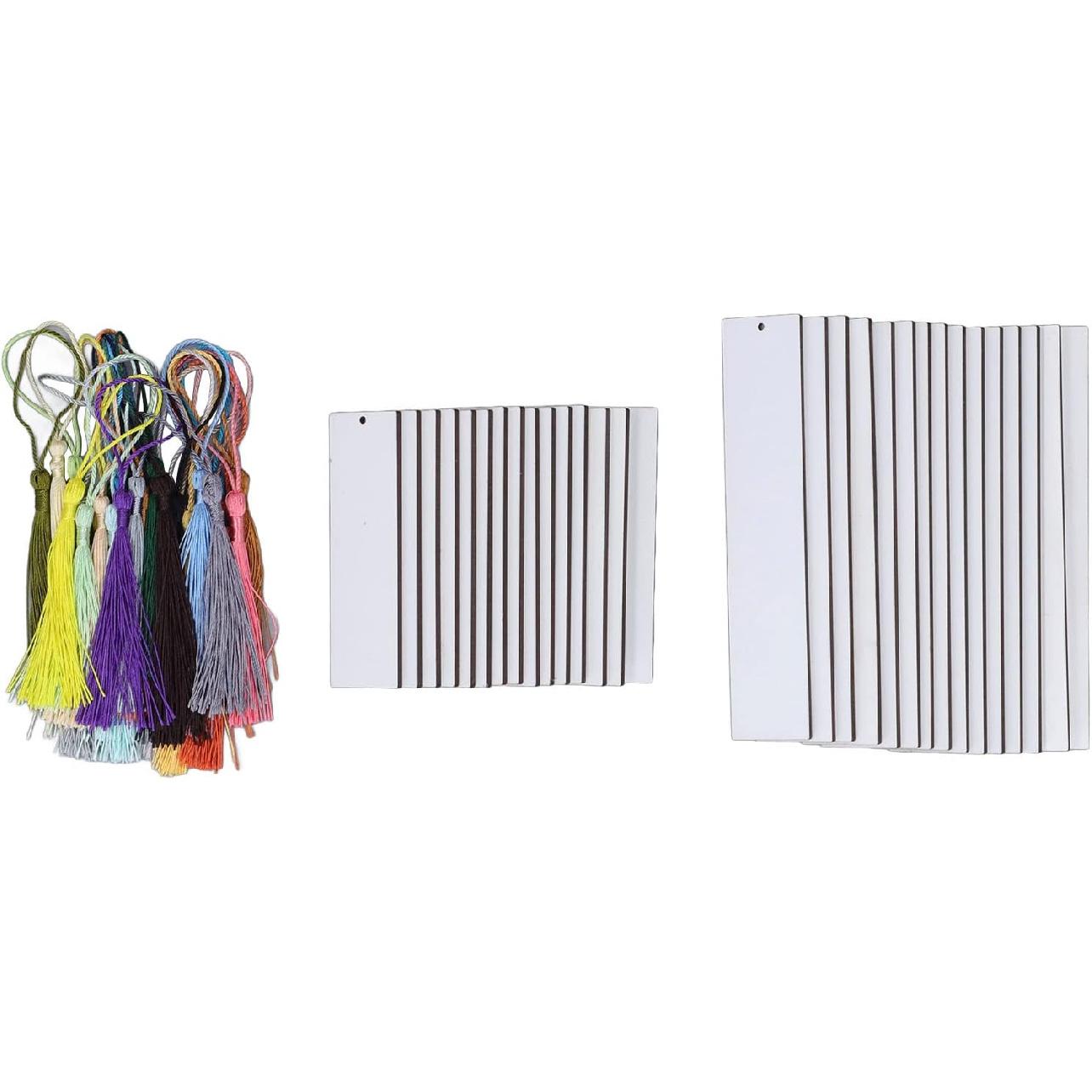 

60 шт. Заготовки для сублимации Закладка Двусторонняя Заготовки для сублимации Изделия с цветными кисточками для подарка, этикетки, школьные принадлежности