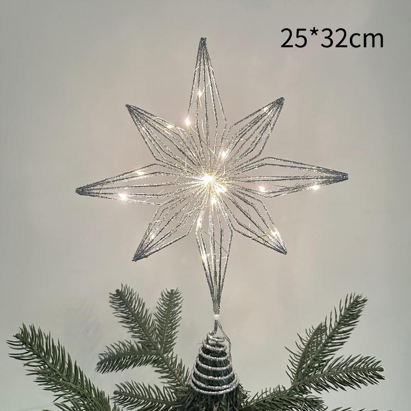 1Pcs Christmas Home Party Decoration Christmas Tree Toppers Star With Led String Lights Ornaments For Festival Party New Year