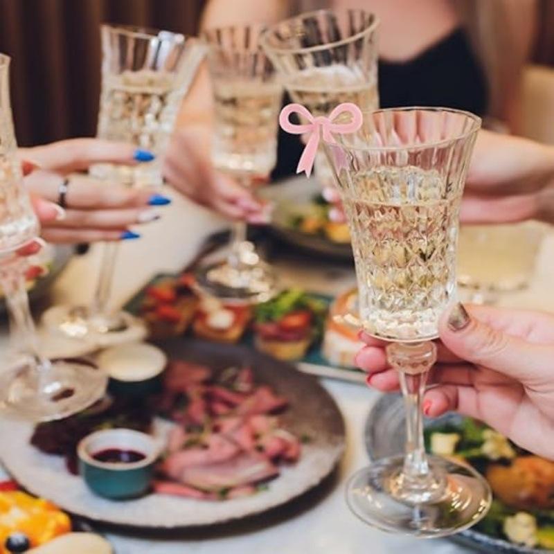 10pcs Acrylic Bow and Other Multi-Shape Wine Glass Ornament Drink Label Birthday Wedding Party Decoration Accessories