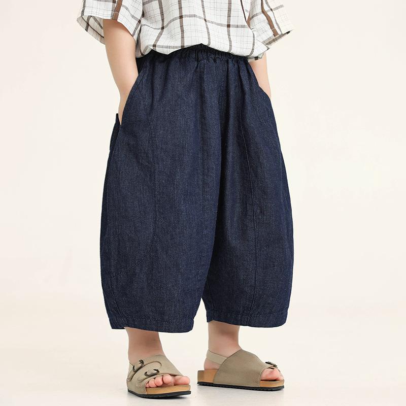 Kids Boys Casual Summer Cropped Harem Lantern Cotton Jeans Pants 90cm