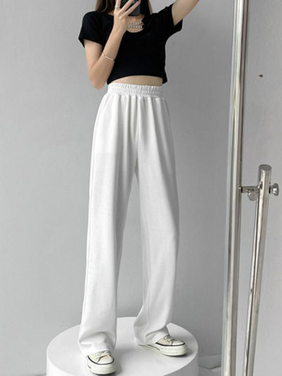 Women's High-Waist Wide-Leg Sweatpants - Spring/Autumn Loose Straight-Leg Fit, Slimming for Thick Legs, Versatile Casual Wear