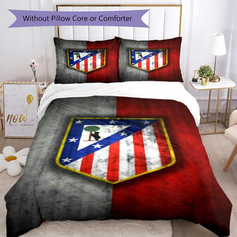 Atletico Football Club Printed Pattern Duvet Cover Set – includes 1 duvet cover and 2 matching pillowcases Bedroom decor Christmas gifts