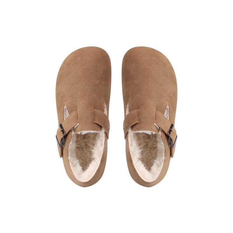 High-end cowhide version~ Winter velvet warm thick-soled fur big head single shoes fluffy shoes women