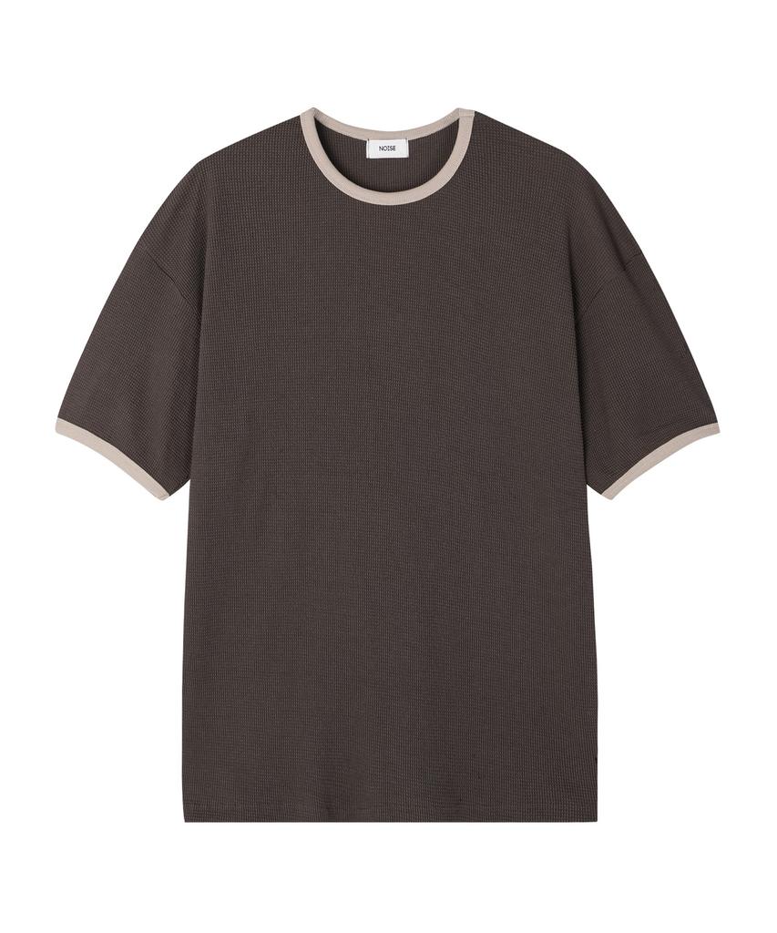 NOISE Waffle Ringer Short Sleeve T-Shirt - Brown