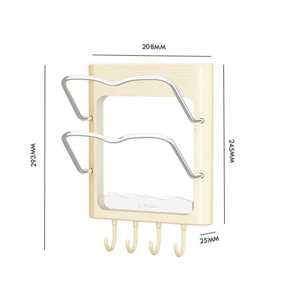 Space Saving Wall Mounted Pot Lid Holder Storage Rack with Hooks Chopping Board Stand Utensil Holder Drain Shelf Kitchen