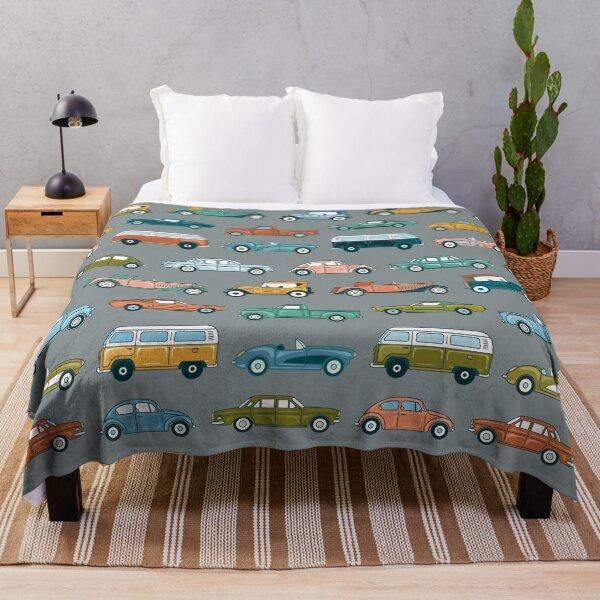 Cute Cartoon Bus Pattern Flannel Throw Blanket King Queen Full Size Super Soft Lightweight Warm for Coach Travel Sofa Blanket
